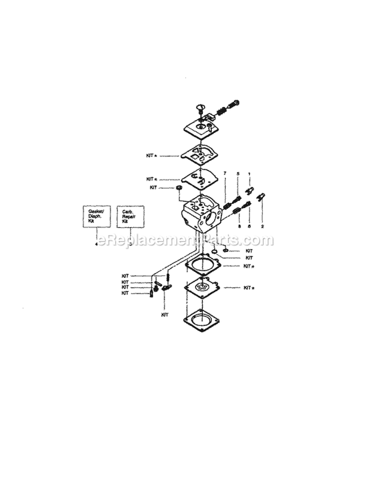 Carburetor Kit Diagram and Parts List for 358350270  Craftsman Chainsaw