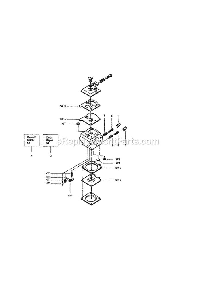Carburetor Diagram and Parts List for 358350380  Craftsman Chainsaw