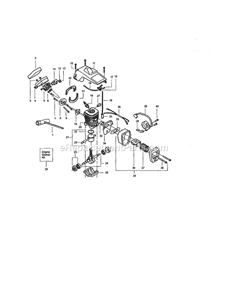 Cylinder Diagram and Parts List for 358350440  Craftsman Chainsaw