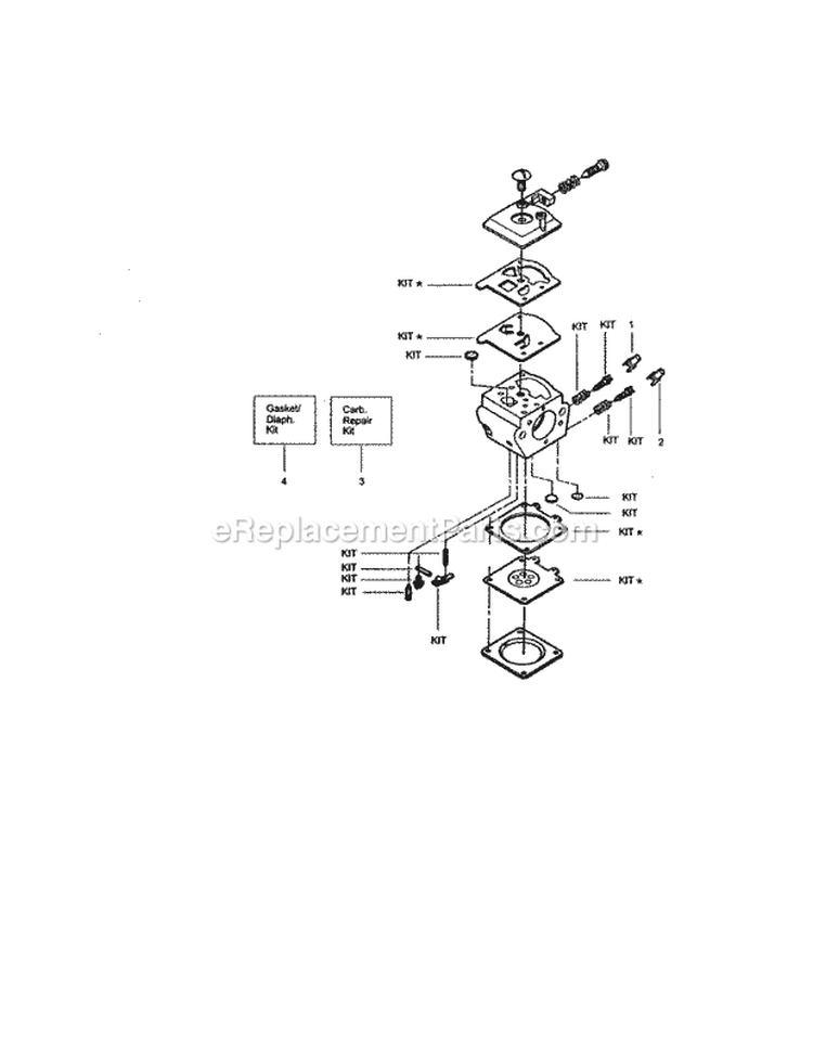 Carburetor Diagram and Parts List for 358350441  Craftsman Chainsaw