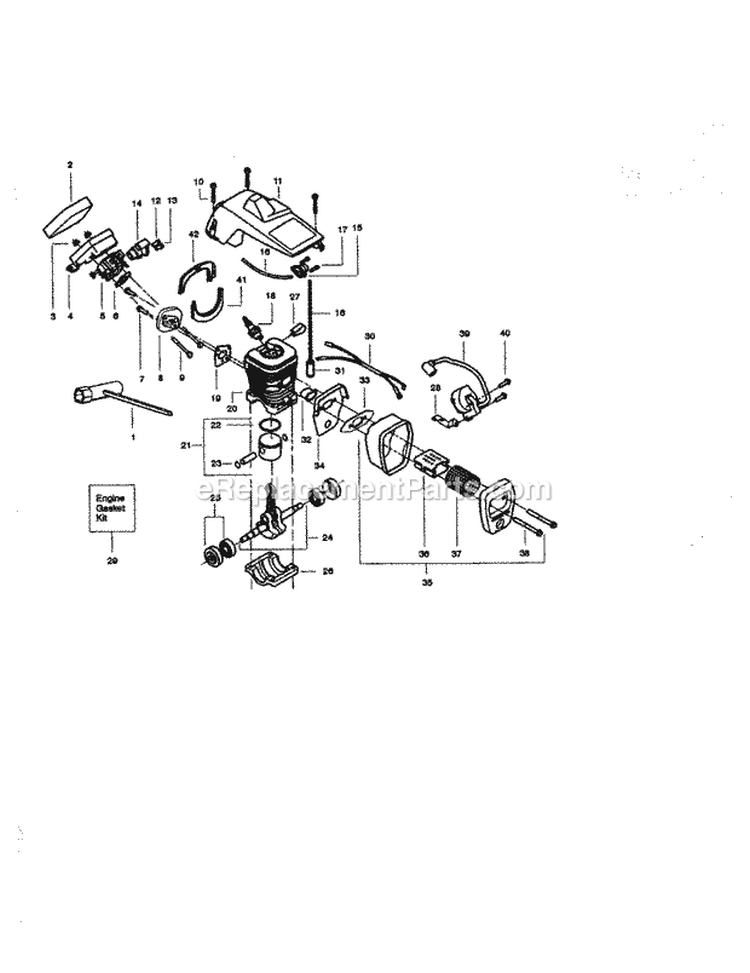 Crankshaft Diagram and Parts List for 358350460  Craftsman Chainsaw