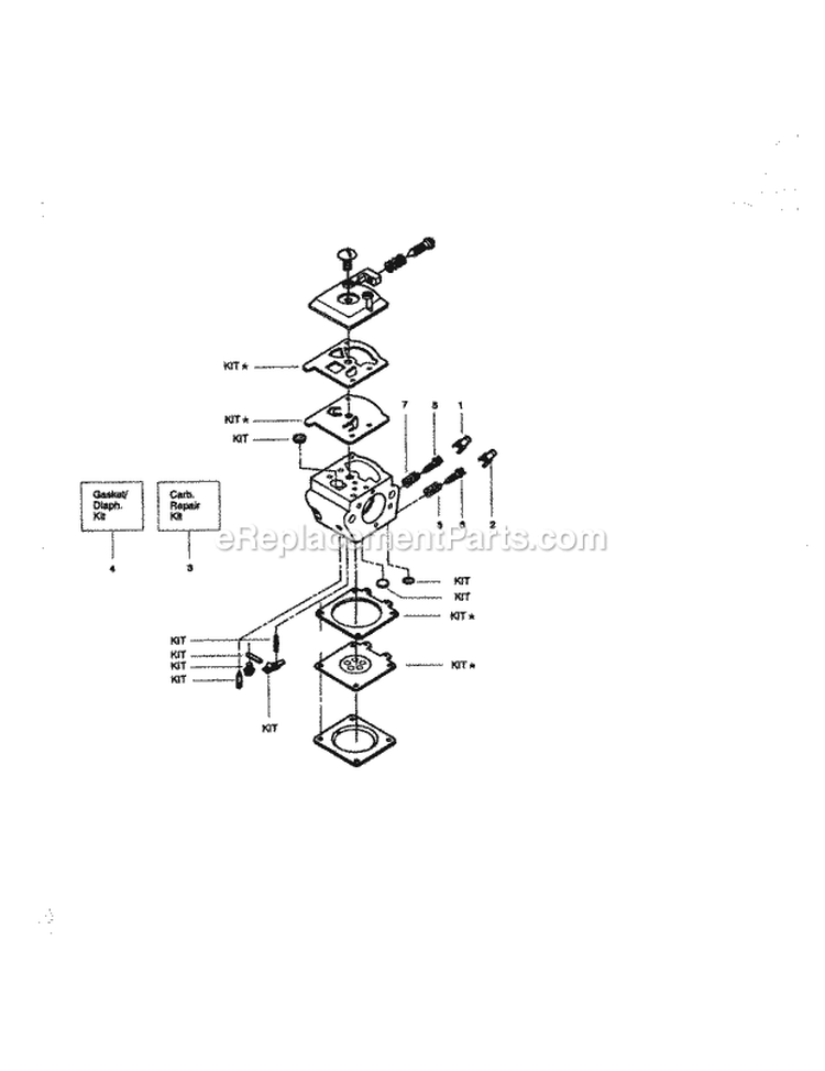 Carburetor Diagram and Parts List for 358350460  Craftsman Chainsaw
