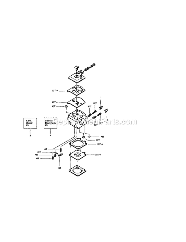 Carburetor Diagram and Parts List for 358350480  Craftsman Chainsaw