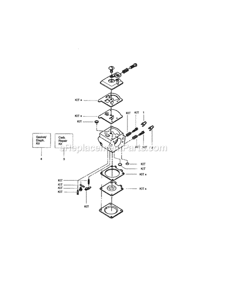 Carburetor Diagram and Parts List for 358350540  Craftsman Chainsaw