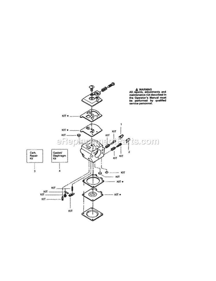 Carburetor Diagram and Parts List for 358350580  Craftsman Chainsaw
