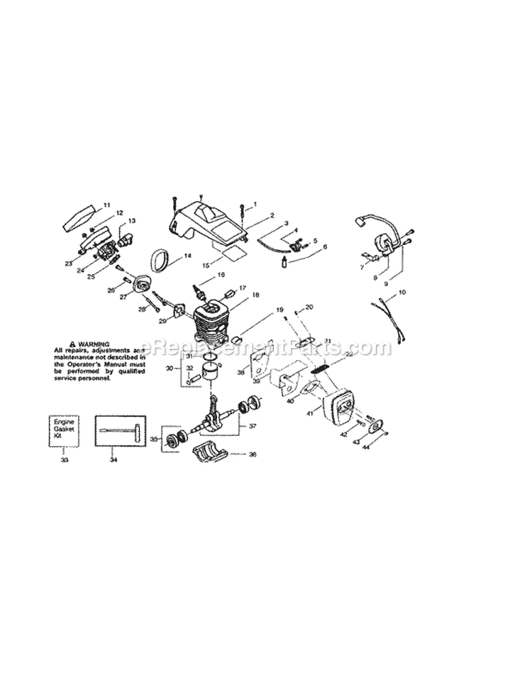 Cylinder-Shield / Cylinder Diagram and Parts List for 358350801  Craftsman Chainsaw