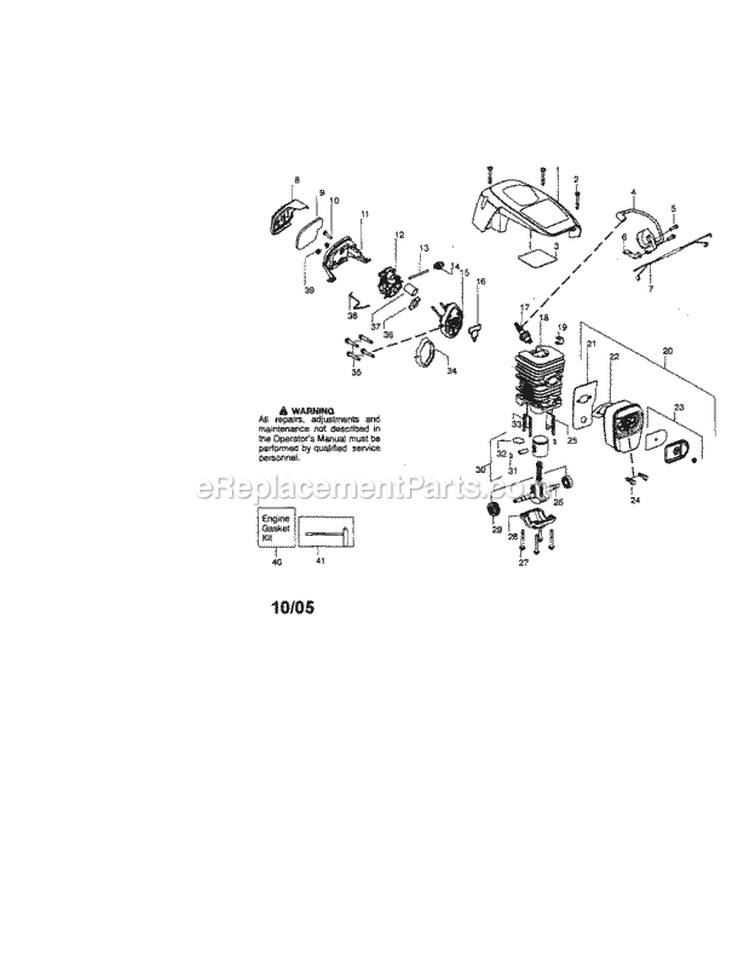 Shield / Cylinder / Crankshaft Diagram and Parts List for 358350810  Craftsman Chainsaw