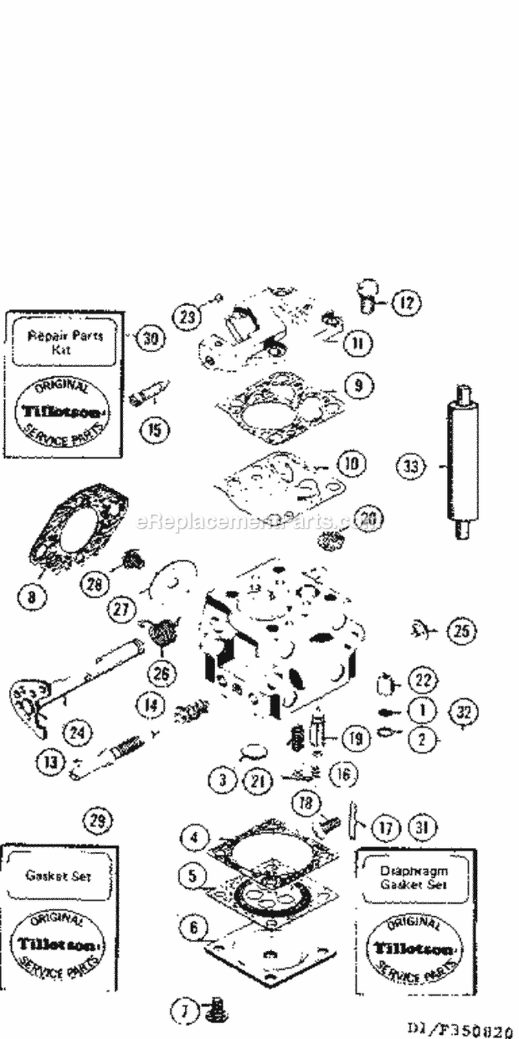 Carburetor Diagram and Parts List for 358350820  Craftsman Chainsaw