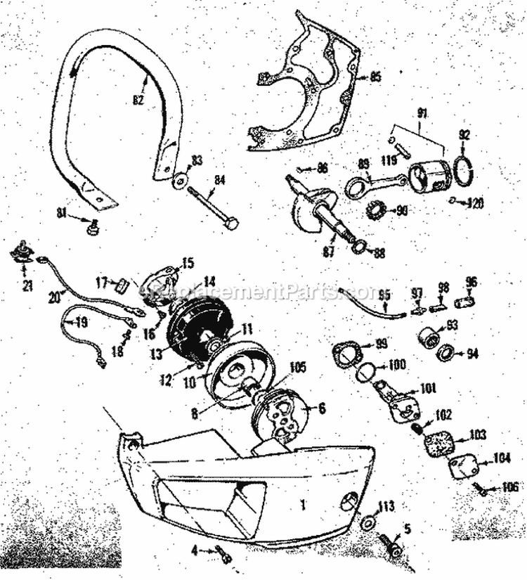 Handle Assembly Diagram and Parts List for 358350830  Craftsman Chainsaw