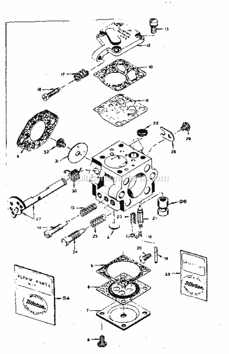 Carburetor Diagram and Parts List for 358350850  Craftsman Chainsaw