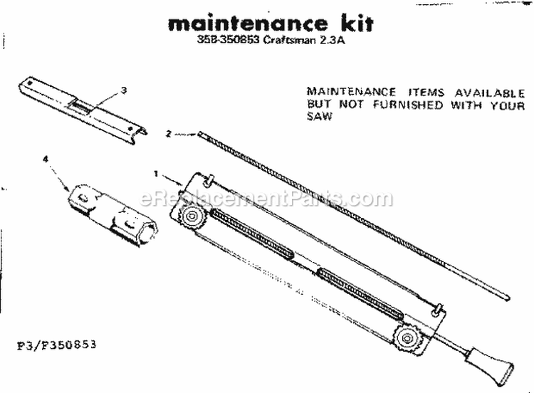 Maintenance Kit Diagram and Parts List for 358350853  Craftsman Chainsaw