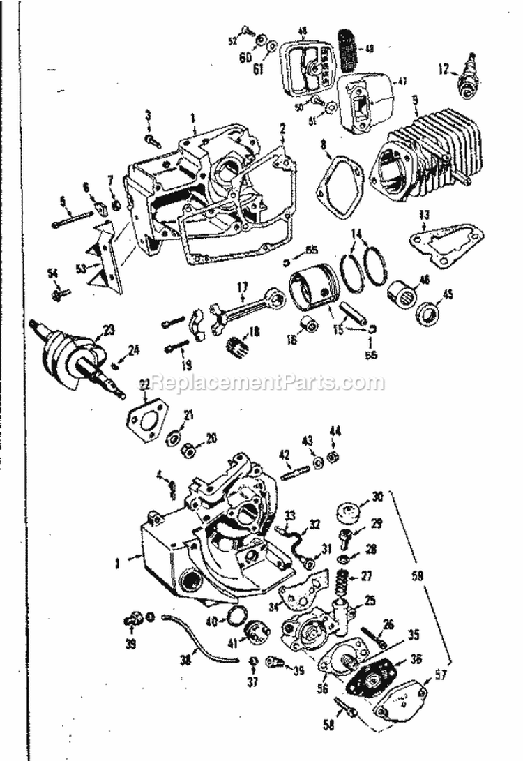 Crankshaft 10153 Diagram and Parts List for 358350860  Craftsman Chainsaw
