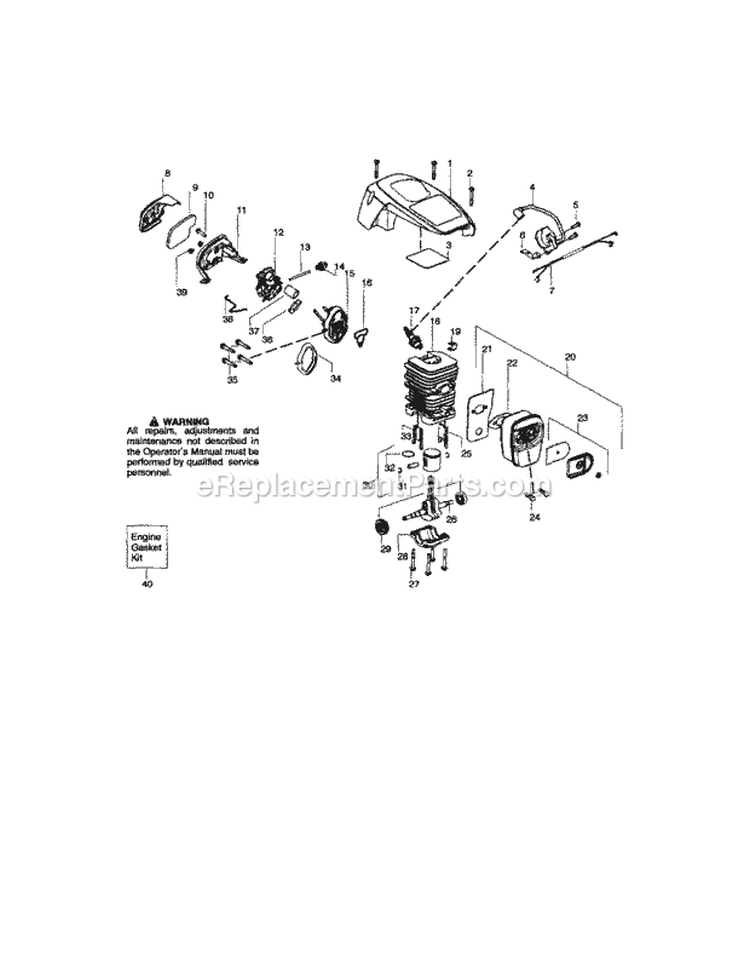 Shield / Cylinder / Crankshaft Diagram and Parts List for 358350870  Craftsman Chainsaw