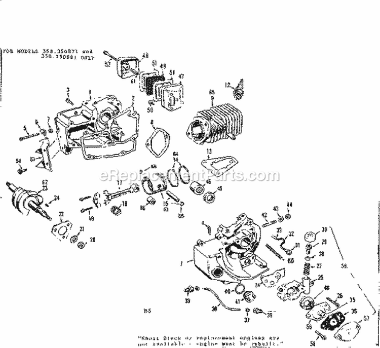 Pump Assembly Diagram and Parts List for 358350871  Craftsman Chainsaw