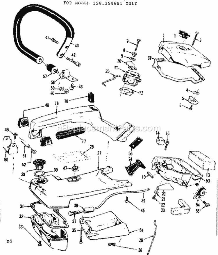 Page D Diagram and Parts List for 358350871  Craftsman Chainsaw