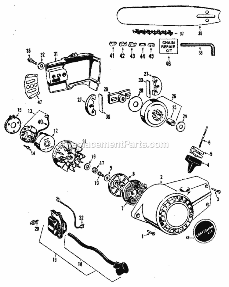 Page A Diagram and Parts List for 358350940  Craftsman Chainsaw