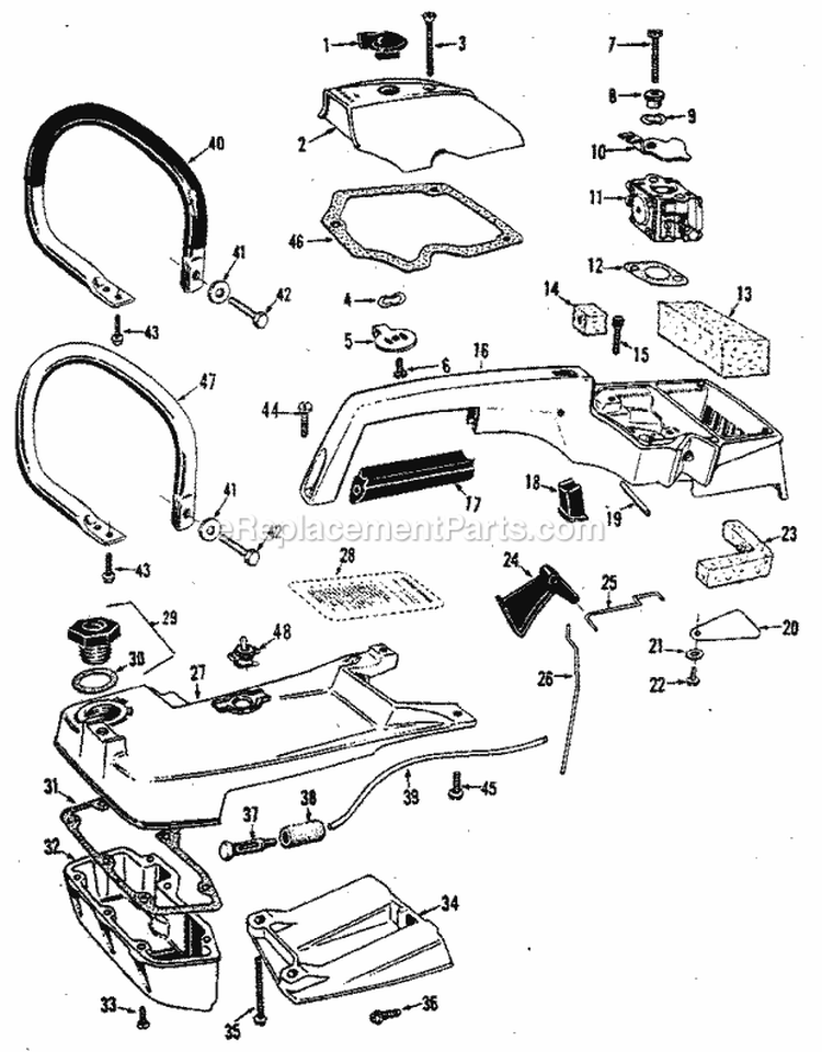 Page C Diagram and Parts List for 358350940  Craftsman Chainsaw