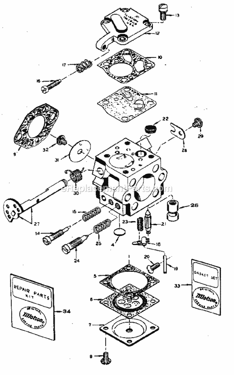 Page D Diagram and Parts List for 358350940  Craftsman Chainsaw