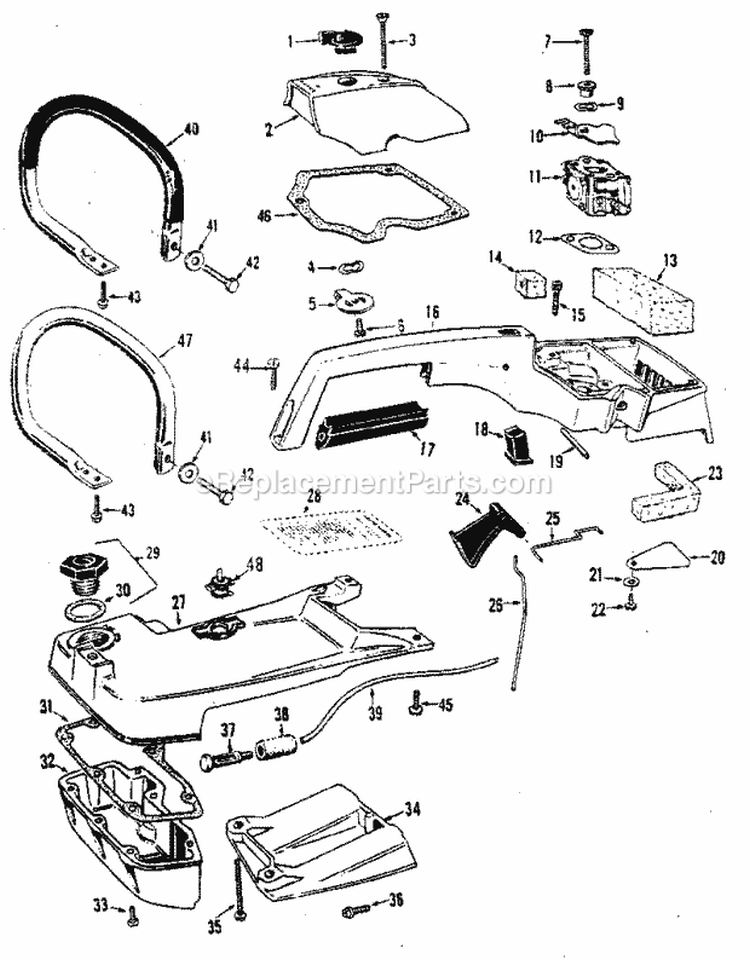 Page C Diagram and Parts List for 358350950  Craftsman Chainsaw