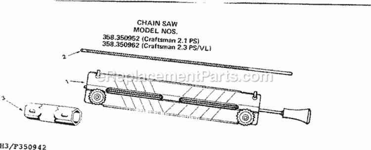 Page H Diagram and Parts List for 358350952  Craftsman Chainsaw