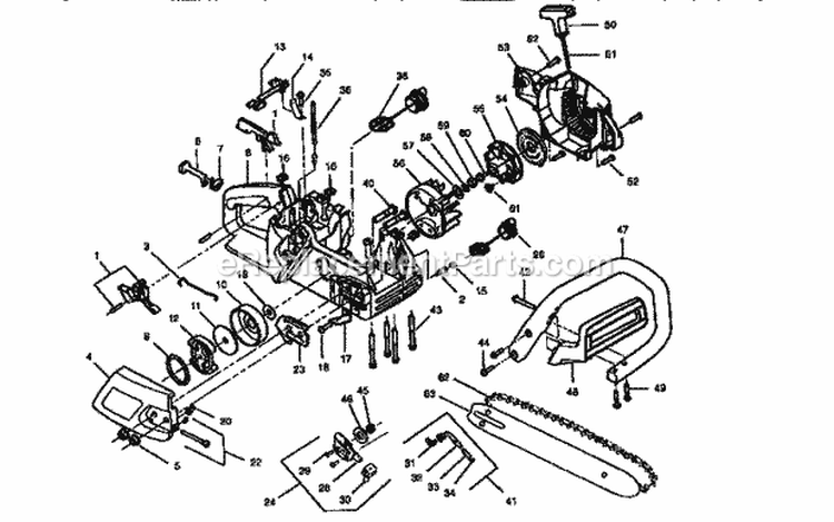 Chainsaw Diagram and Parts List for 358351062  Craftsman Chainsaw