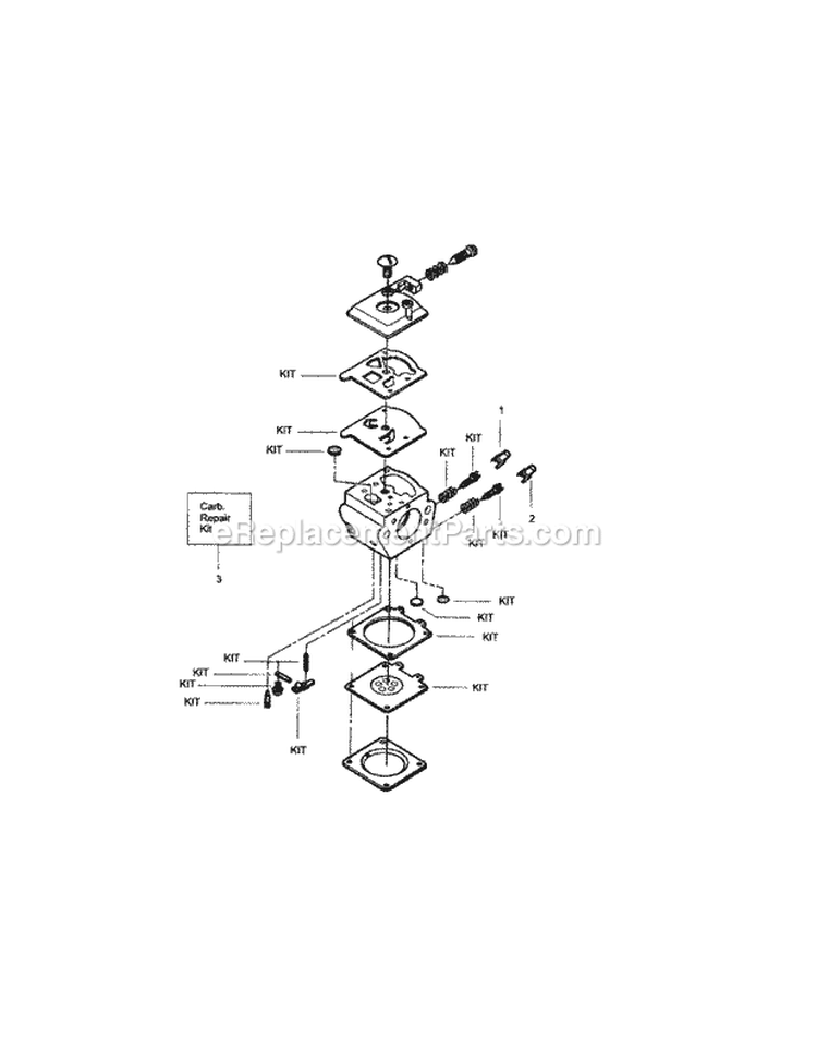 Carburetor Diagram and Parts List for 358351081  Craftsman Chainsaw