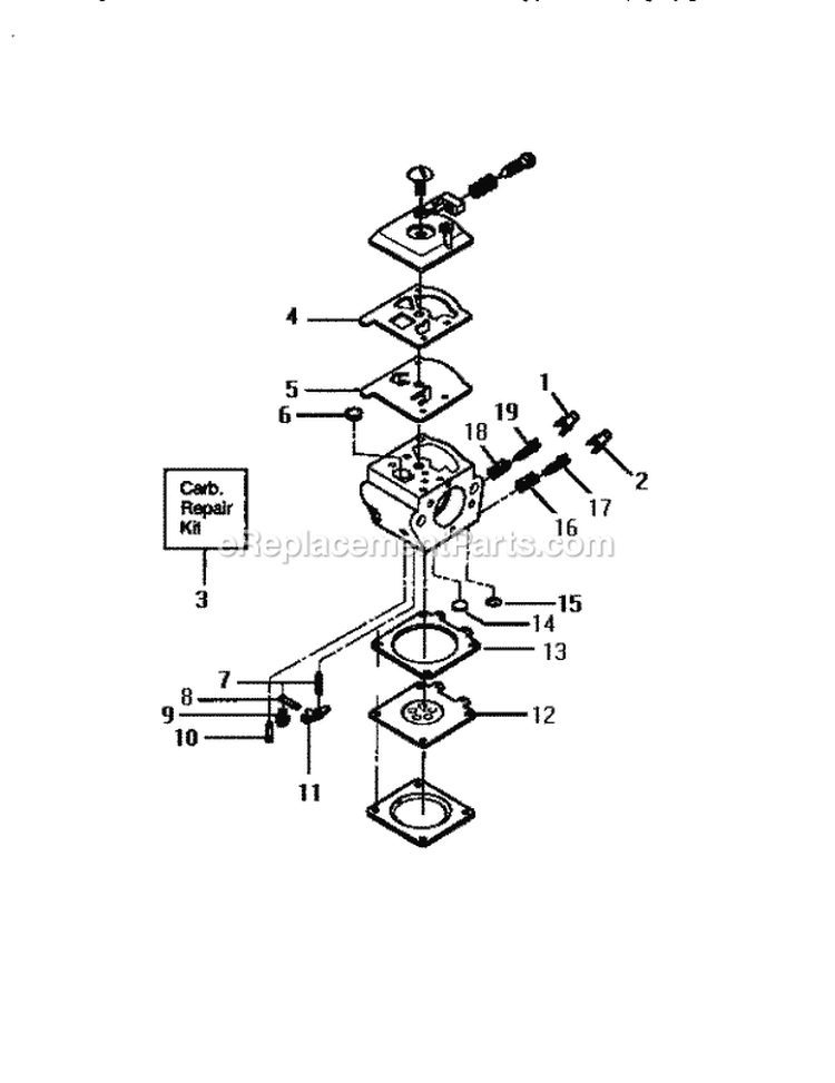 Carburetor Diagram and Parts List for 35835108  Craftsman Chainsaw