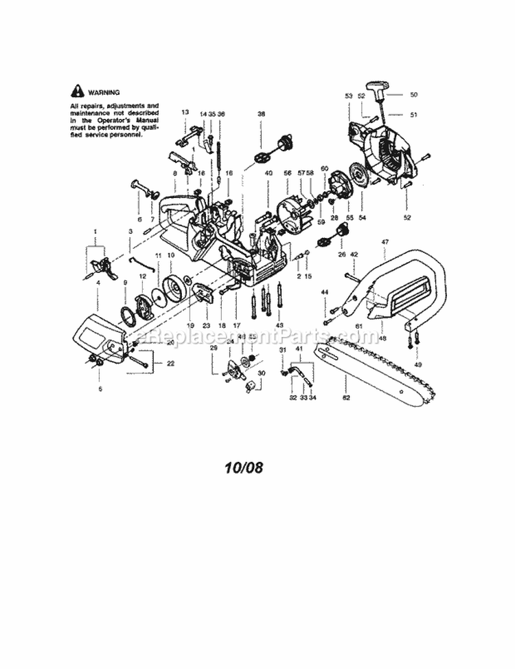 Chassis / Bar / Handle Diagram and Parts List for 358351143  Craftsman Chainsaw
