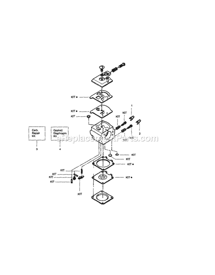 Carburetor Diagram and Parts List for 358351162  Craftsman Chainsaw