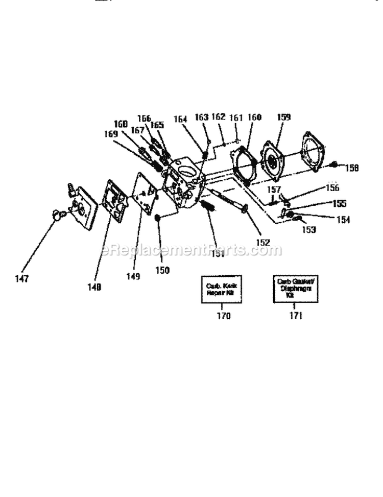 Carburetor Diagram and Parts List for 358351200  Craftsman Chainsaw