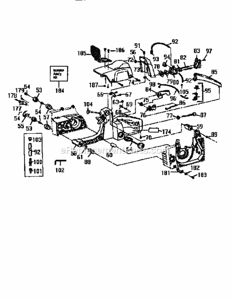 Handle Diagram and Parts List for 358351201  Craftsman Chainsaw