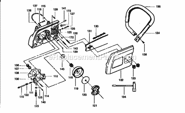 Handle Assembly Diagram and Parts List for 358351202  Craftsman Chainsaw