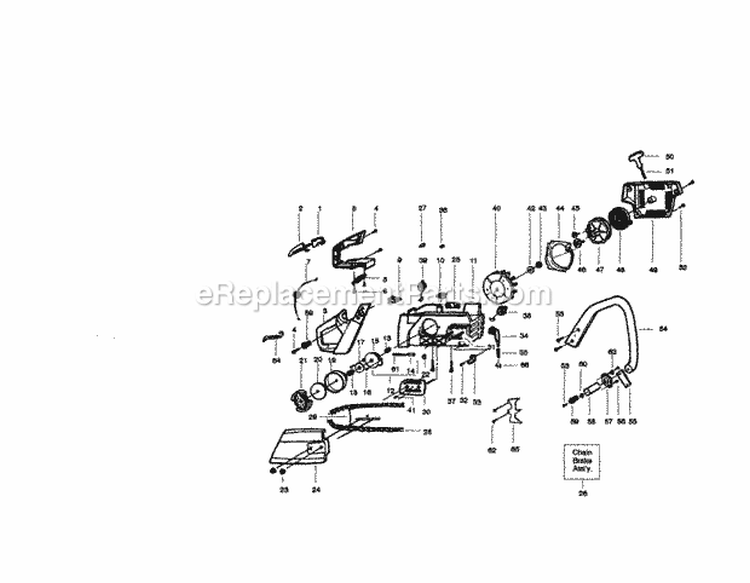 Chassis Diagram and Parts List for 358351210  Craftsman Chainsaw