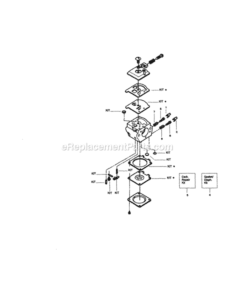 Carburetor Diagram and Parts List for 358351210  Craftsman Chainsaw