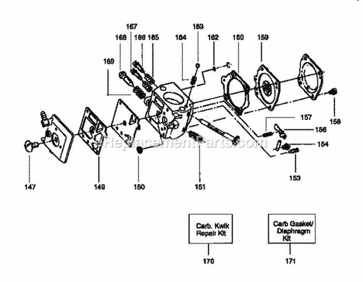 Carburetor Diagram and Parts List for 358351240  Craftsman Chainsaw