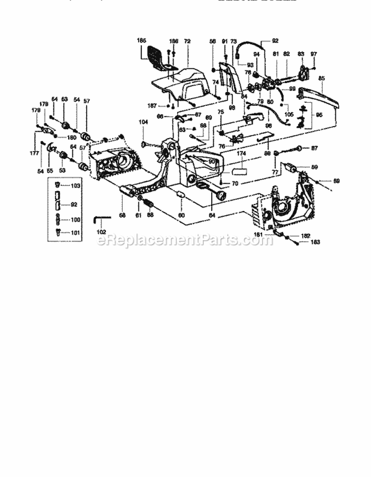 Main Frame Diagram and Parts List for 358351241  Craftsman Chainsaw