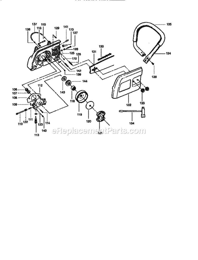 Handle Assembly Diagram and Parts List for 358351241  Craftsman Chainsaw