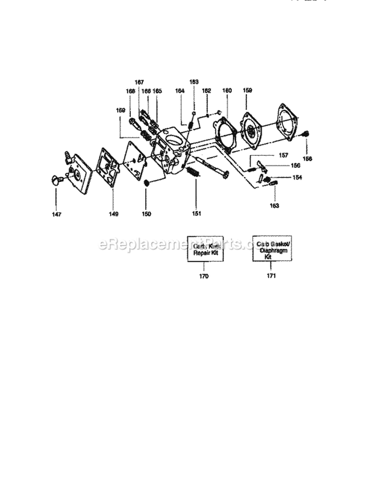 Carburetor Diagram and Parts List for 358351241  Craftsman Chainsaw