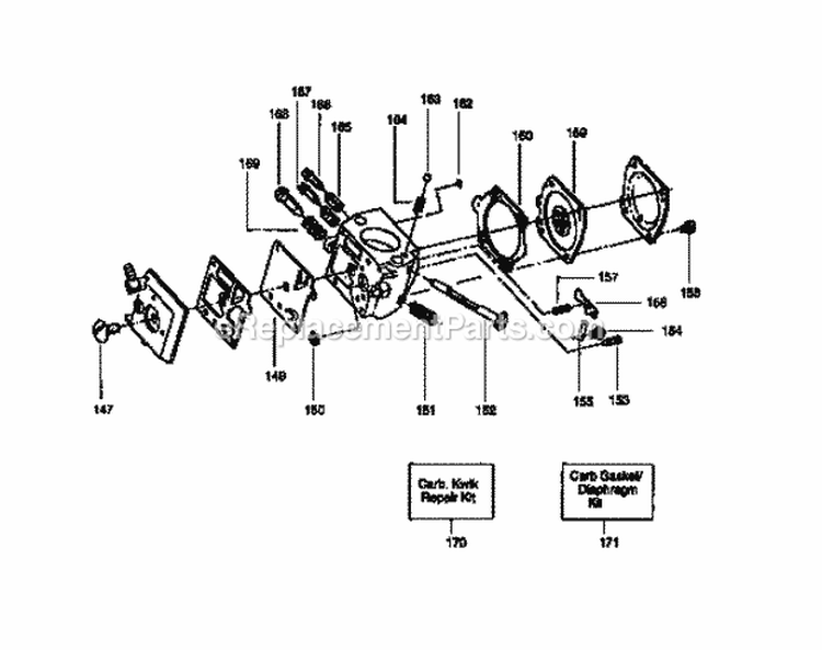 Carburetor Diagram and Parts List for 358351242  Craftsman Chainsaw