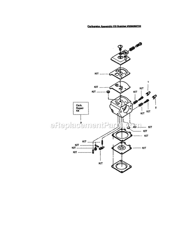 Carburetor Diagram and Parts List for 358351380  Craftsman Chainsaw