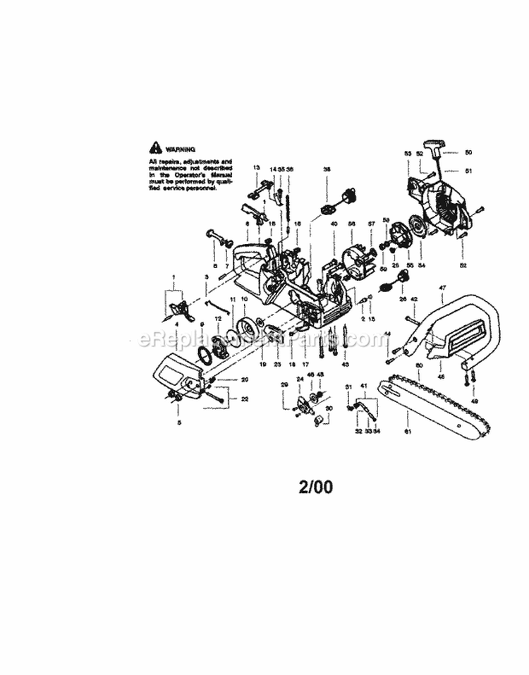 Fan Housing Diagram and Parts List for 358351450  Craftsman Chainsaw