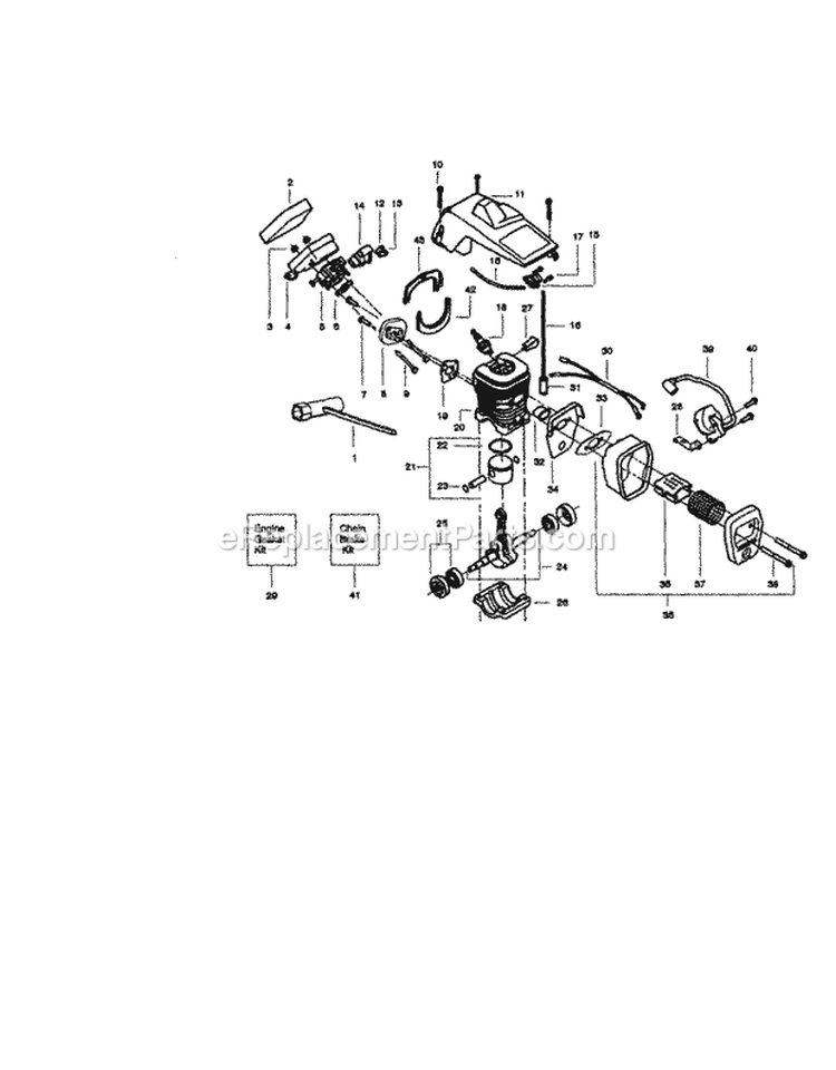 Cylinder Shield Diagram and Parts List for 358351450  Craftsman Chainsaw