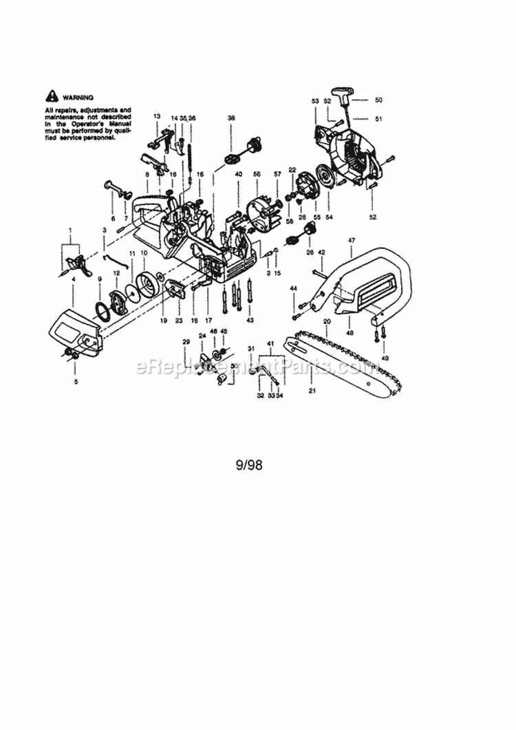 Page A Diagram and Parts List for 358351580  Craftsman Chainsaw