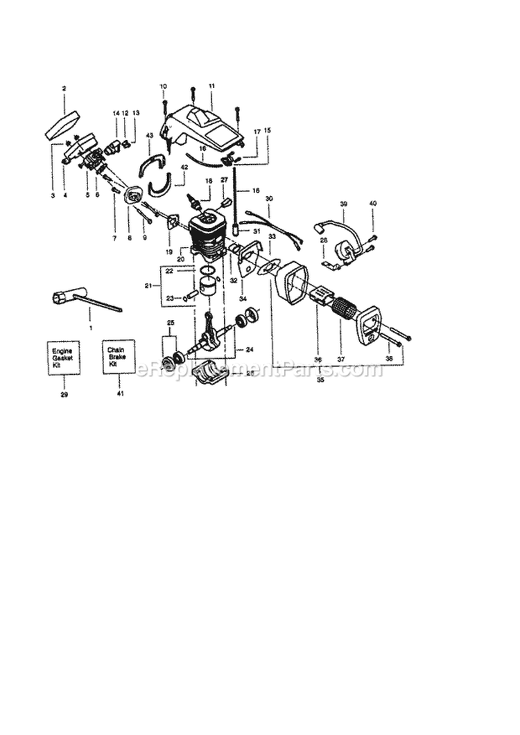 Page B Diagram and Parts List for 358351580  Craftsman Chainsaw