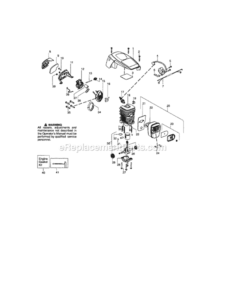 Shield / Cylinder / Crankshaft Diagram and Parts List for 358351600  Craftsman Chainsaw