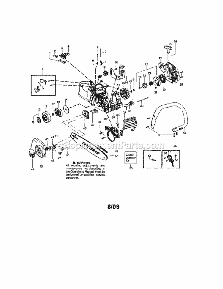 Chassis / Bar / Handle Diagram and Parts List for 358351810  Craftsman Chainsaw