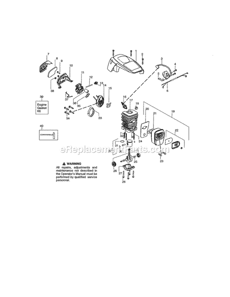 Shield / Cylinder / Muffler Diagram and Parts List for 358351902  Craftsman Chainsaw