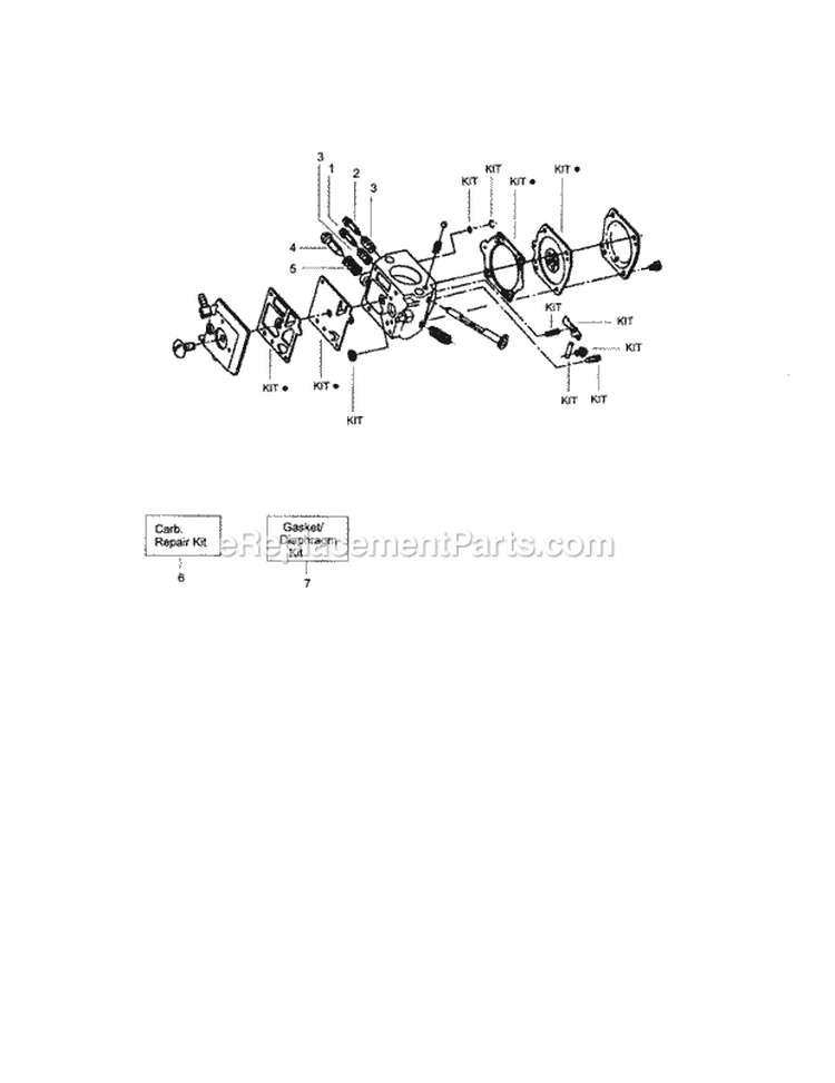 Carburetor Diagram and Parts List for 358351990  Craftsman Chainsaw