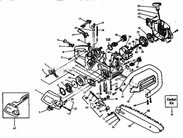 Handle Diagram and Parts List for 358352160  Craftsman Chainsaw