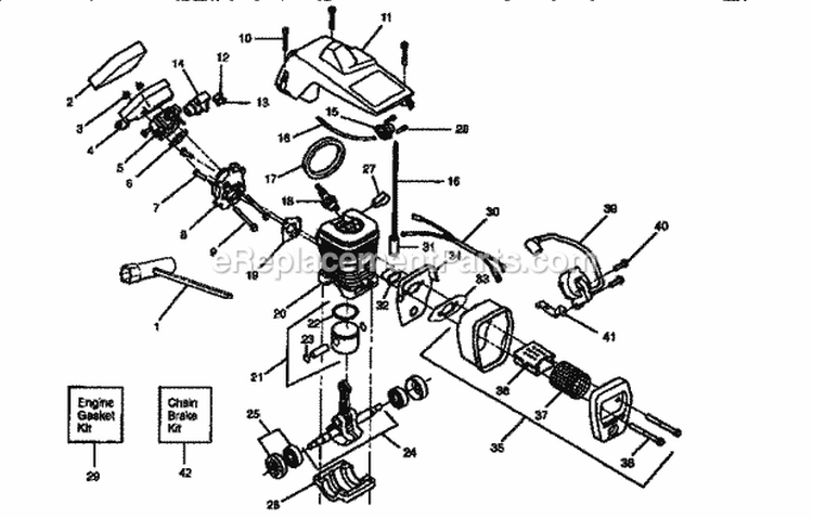 Page B Diagram and Parts List for 358352161  Craftsman Chainsaw